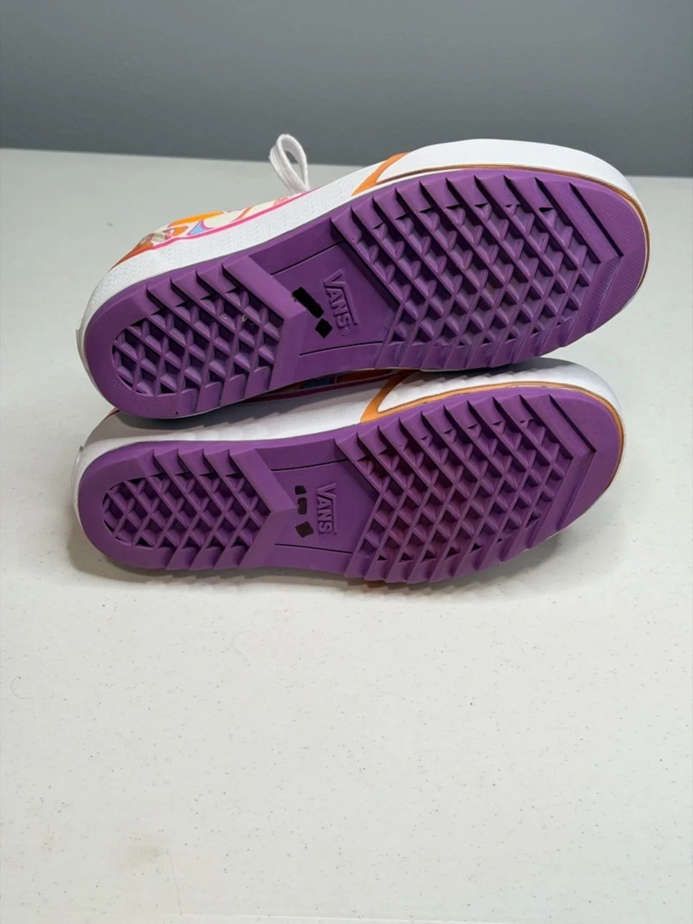 Vans Platform Lace-Up Sneakers in Orange, Pink, Cream Swirl